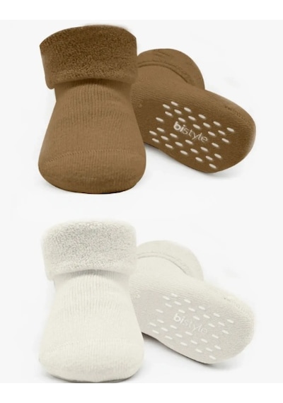 Bistyle Çorap Soket Havlu 2li Kaymaz Basic Boy Kahverengi - Natural Kahve