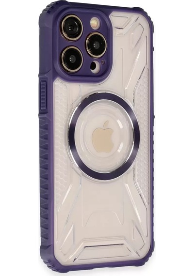 Newface Apple iPhone Uyumlu 13 Pro Max Kılıf Prag Magneticsafe Kapak - Derin Mor