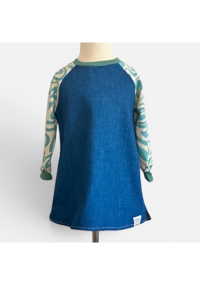 Bebe Raglan Kol Denim Elbise Krem - Yeşil