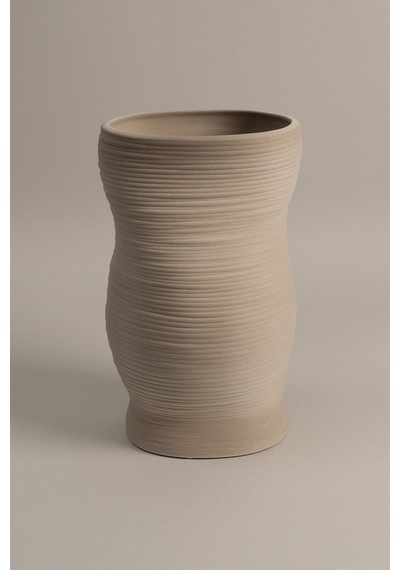 Koza Home Ophelia Taş Dokulu Vizon Seramik Vazo 19x19x27,5cm 8587 Standart