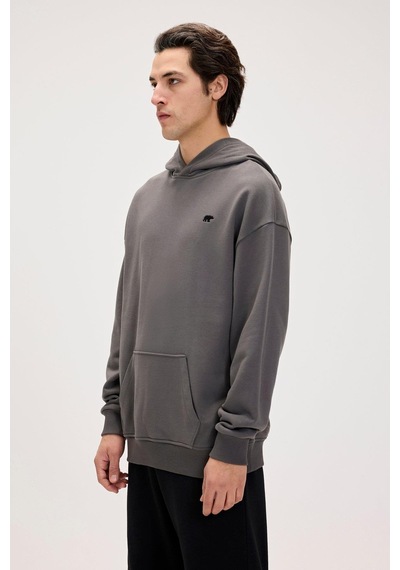 Bad Bear Drake Hoodie Os Asphalt Erkek Gri Kapüşonlu Sweatshirt 001