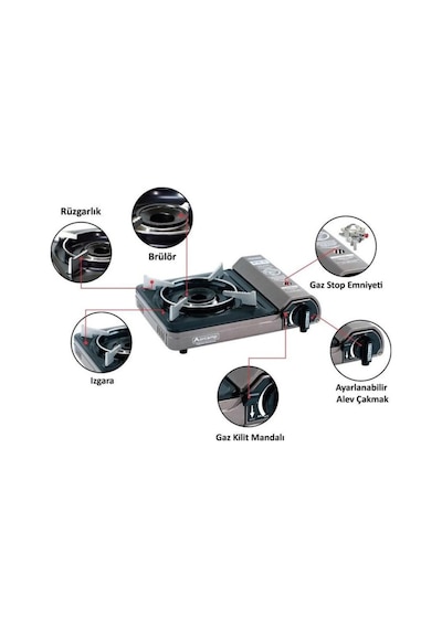 Orcamp Tekli Portatif Ocak Gri + 8 Adet 227 Ml Kartuş