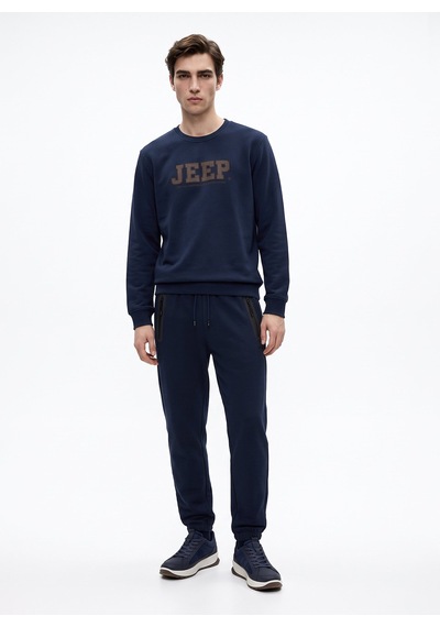 Jeep J5wm-swt7571 Lacivert Erkek Bisiklet Yaka Nakışlı Relaxed Fit Sweatshirt Koyu Lacivert