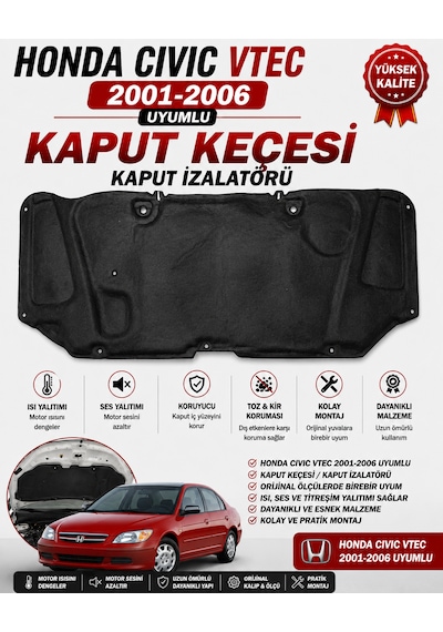 Honda Cıvıc Vtec 2001-2006 Model Uyumlu Kaput Keçesi Kaput İzalatörü