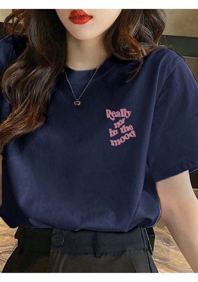 Flood Of Style Kadın Lacivert Really Mood Baskılı Oversize