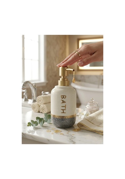 Porselen Sıvı Sabunluk - Lüks Banyo Ve Mutfak Sabunluk - 350 Ml Altın - 887962033 Altın