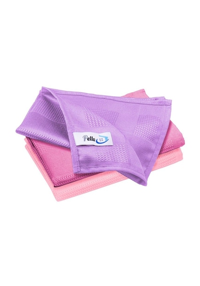 Mikrofiber Cam Bezi 3'lü Set 40x60cm - Ilaçsız Lekesiz Temizlik, Çizik Yapmaz, Yıkanabilir Mor-pembe