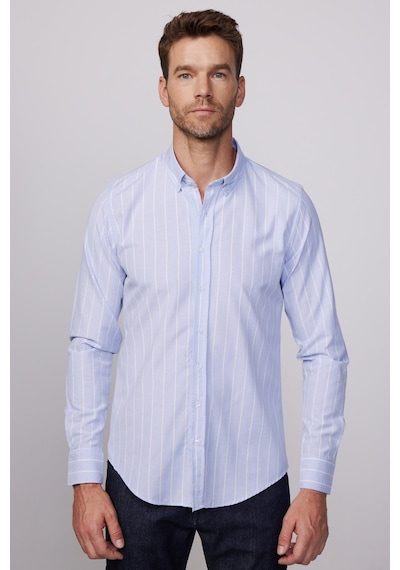Tudors Slim Fit Uzun Kol Çizgili Yaka Düğmeli Erkek Gömlek-28524-multi Çok Renkli