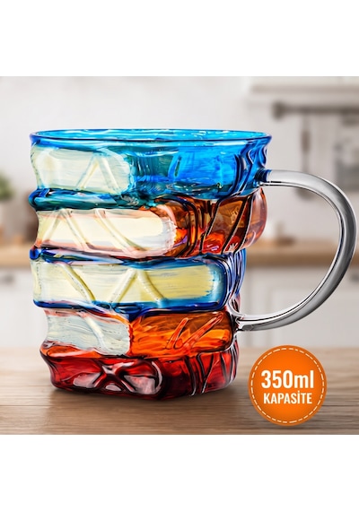 Kitap Tasarımlı Kupa Bardak - 350 Ml Kapasite - El Çizimi Özel Tasarım - Dayanıklı Cam Beyaz