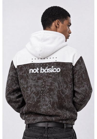 Respire Erkek Not Básico Baskılı Yıkamalı Oversize Hoodie Kahve