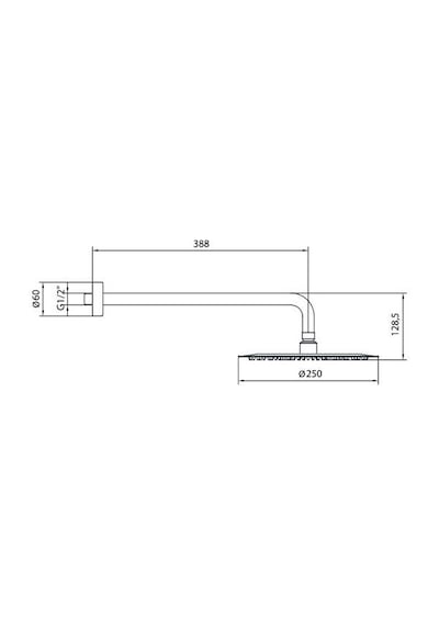 Ar Olympos Tepe Duş Başlığı Ø 250 Mm Duvardan Borulu L 388 Mm 102145086 Krom