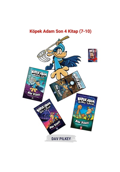 Köpek Adam Son 4 Kitap Seti 7-10 , Çocuk Çizgi Roman Kitapları + Defter Hediyeli