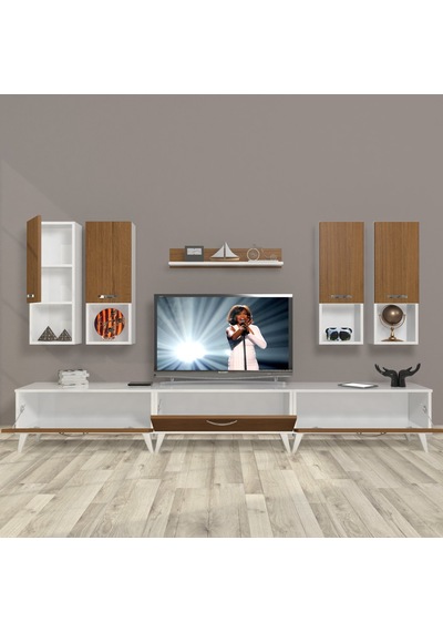 Decoraktiv Eko 8da Slm Retro Tv Ünitesi Tv Sehpası Beyaz - Ceviz