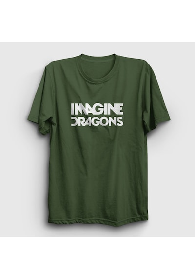 Presmono Unisex Logo V2 Imagine Dragons T-shirt Haki