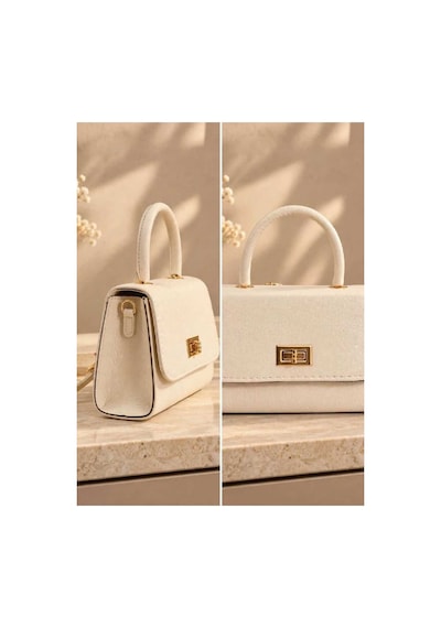Names Bag Aura-gold Kilitli Tek Saplı Kadın Mini El Ve Omuz Çantası Bej