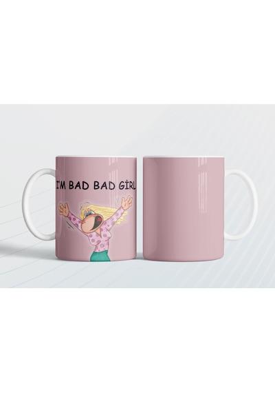 I'm Bad Bad Girl Ben Kötü Kızım Eng Hediye Kupa Love Bug-t Pembe