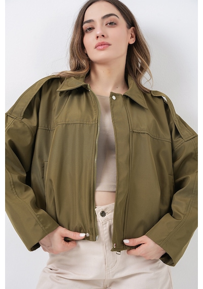 Bigdart Kadın Oversize Kısa Ceket 0732 - Haki