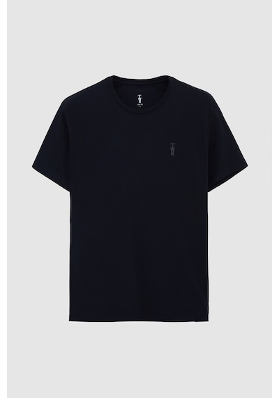 Twn Slim Fit Siyah Düz Kabartma Baskılı T-shirt 4ec148551753m Siyah