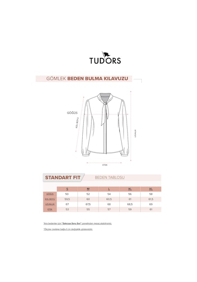 Tudors Kadın Standart Fit Normal Kesim Fiyonklu Siyah Gömlek-38853 Siyah