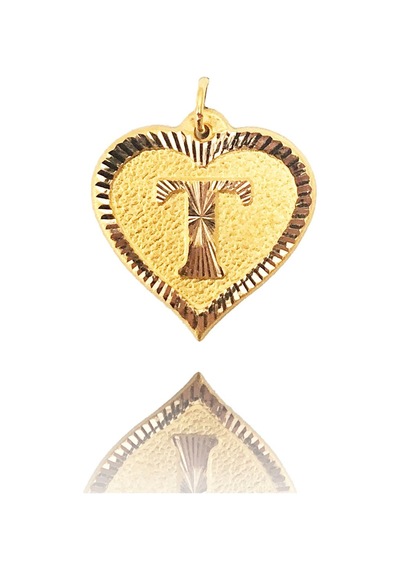0.25 Gram 14 Ayar T Harfi Kalp Kolye Ucu