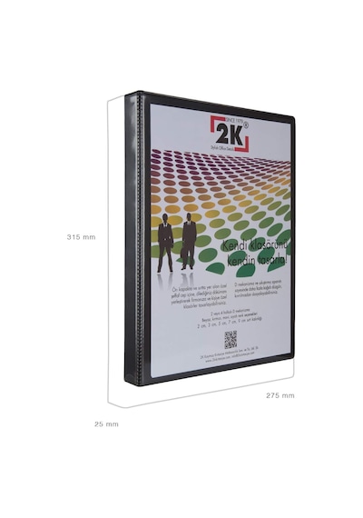 2k Evrak Sunum Tanıtım Firma Klasörü A4 Pvc 2 Cm 4 Halkalı 150 Yaprak Kapasiteli Ring Binder File 25,5x32 Cm.,siya