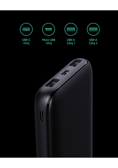 Aukey Pb-n73-bk 15w 10000 Mah Type-c Slim Powerbank - Siyah