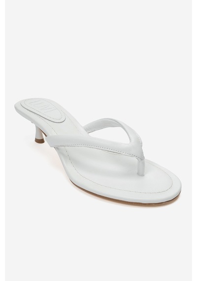 Luvi Shoes Norell Beyaz Cilt Parmak Arası Kadın Topuklu Terlik