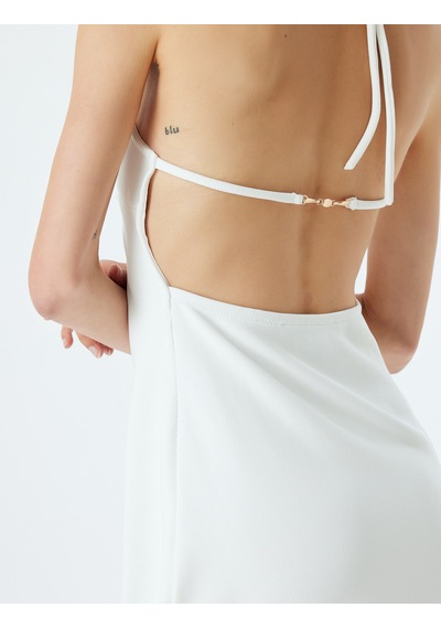 Koton Mini Halter Yaka Elbise Arkası Dekolteli Askılı Beyaz 4sak80029pk
