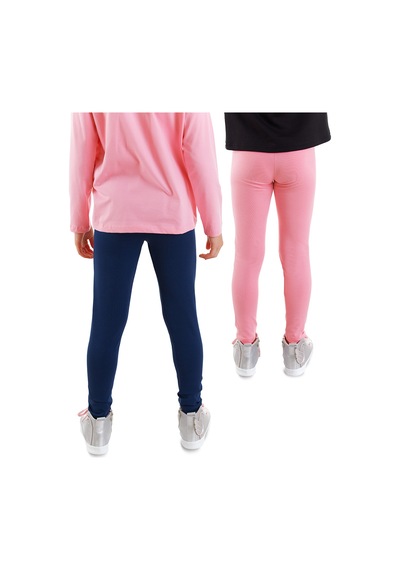 Denokids Lacivert Ve Pembe Kız C Ocuk 2'li Paket Tayt Renkli