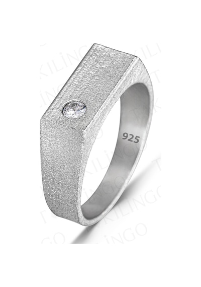 Takılingo 925 Ayar Gümüş Zirkon Taşlı Sade Erkek Yüzük Gümüş