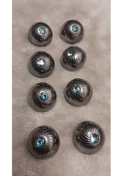 Siyah Nikel Taşlı Metal Düğme 26 Boy 18 Mm 8 Adet