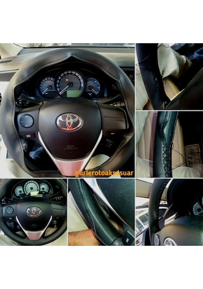 Toyota Corolla 2007-2012 Uyumlu Direksiyon Kılıfı Kırmızı-ipli 10.5cm