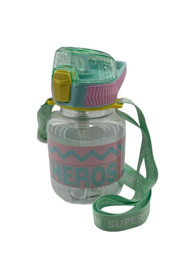 Nerox Süper Heros Kilitli Kapak Matara Suluk 670 Ml 1437 Yeşil Pembe Yeşil