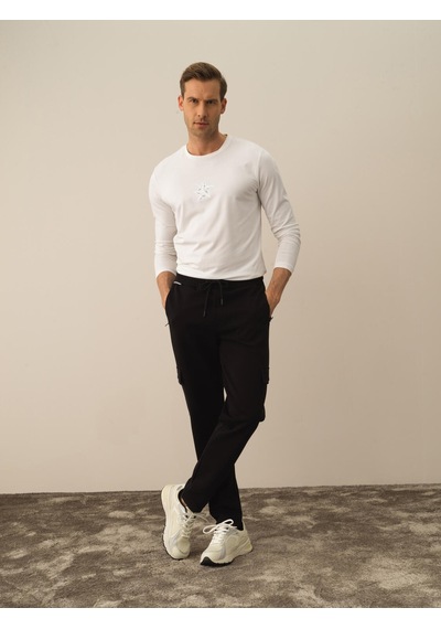 Xint Siyah Pamuk Dokulu Regular Fit Sweat Pantolon 380154
