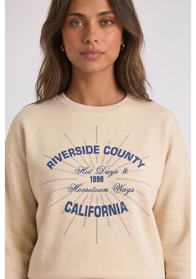 Fashion Friends Taşlı Bej Kadın Sweatshirt 26k0228k1