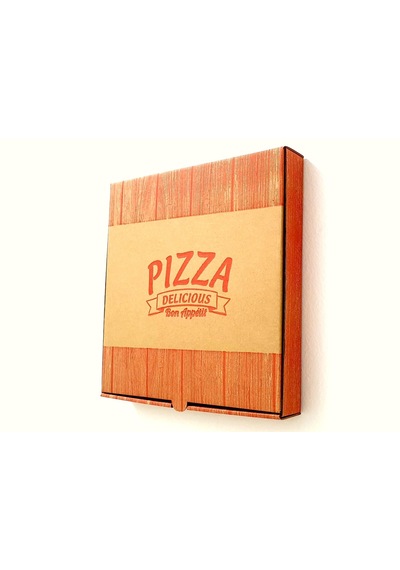 Kırmızı Ahşap Baskılı 30 cm Pizza Kutusu