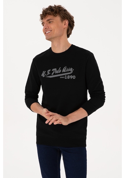 U.S. Polo Assn. Erkek Bisiklet Yaka Regular Fit Siyah İnce Sweatshirt 50316315-VR046