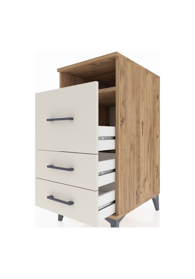 Kronos Komodin Tek Raflı 3 Çekmeceli 44x59x96 Çam-aytaşı Çam