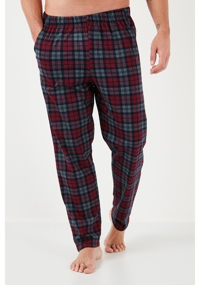 Buratti Ekoseli Pamuklu Beli Lastikli Regular Fit Kısa Kollu Erkek Pijama Takımı 6572004 Füme