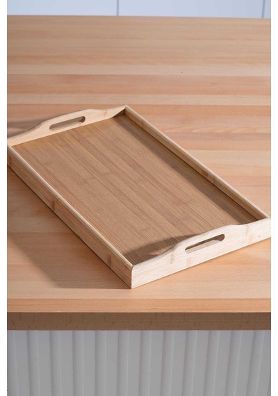Acar 327 Bambu Kahvaltı Tepsisi 50 X 30 X 24 Cm Kahverengi