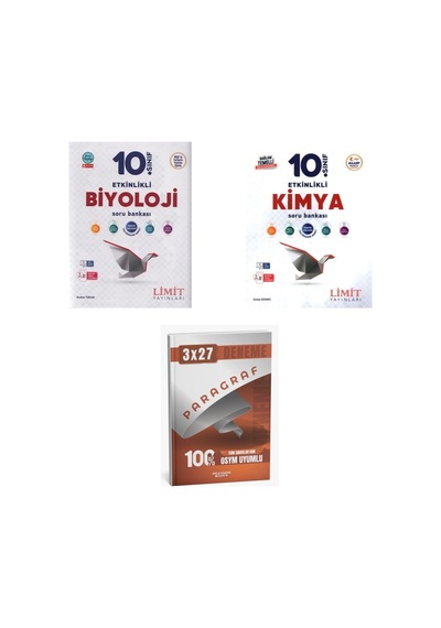 2027 Limit 10. Sınıf Etkinlikli Biyoloji + Kimya Maarif Soru + Anla Kazan Paragraf Deneme 3'lü Set