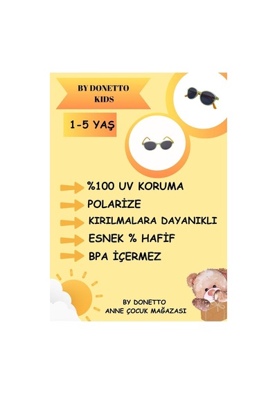 Yeni-unisex 1-5 Yaş %100 Uv Korumalı Polarize Yeşil Sarı Çocuk Güneş Gözlüğü Yeşil - Sarı