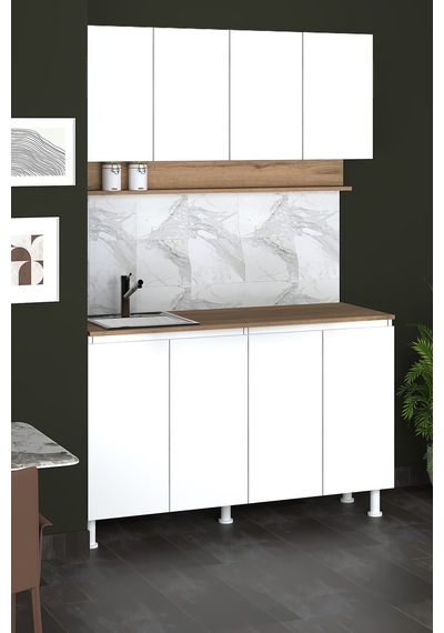 140 Cm Venda Mutfak Dolabı, Mini Mutfak Dolabı, Çok Amaçlı Dolap Beyaz