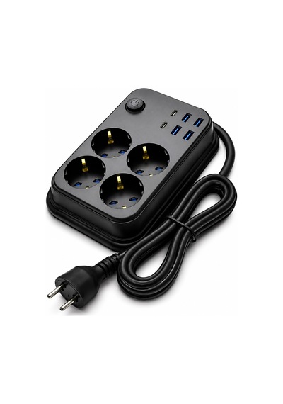 Coverzone Termal Akım Korumalı Uzatma Kablosu 4 Priz 4 Usb 2 Type