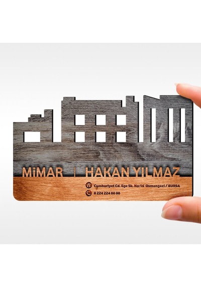 Kişiye Özel Mesleki Mimar Ahşap Kartvizit (Model 1-3) 50 Adet