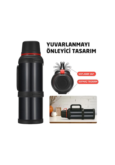 6271 Travel Pot Çelik Termos 4 Litre - Siyah Siyah