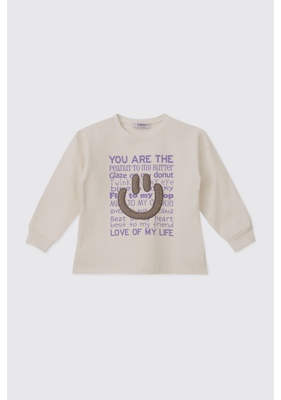 Panço Kız Bebek Ekru-lila Sweatshirt 2521gb08076 Krem