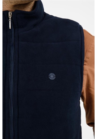 İmza Lacivert Dik Yaka Fermuarlı Casual Slim Fit Kapitone Yelek 1009255103 Lacivert