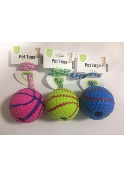 Nunbell Zilli İpli Köpek Oyun Topu 10 CM Çok Renkli