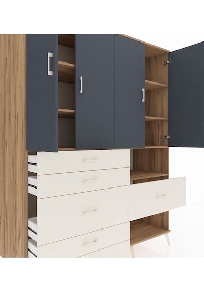 Kronos Gardrop 7 Raflı 6 Çekmeceli 4 Kapaklı 176x59x221 Çam-antrasit/aytaşı Antrasit/aytaşı Kronos Gardrop 7 Raflı 6 Çekmeceli 4 Kapaklı 176x59x221 Çam-antrasit/aytaşı Antrasit/aytaşı